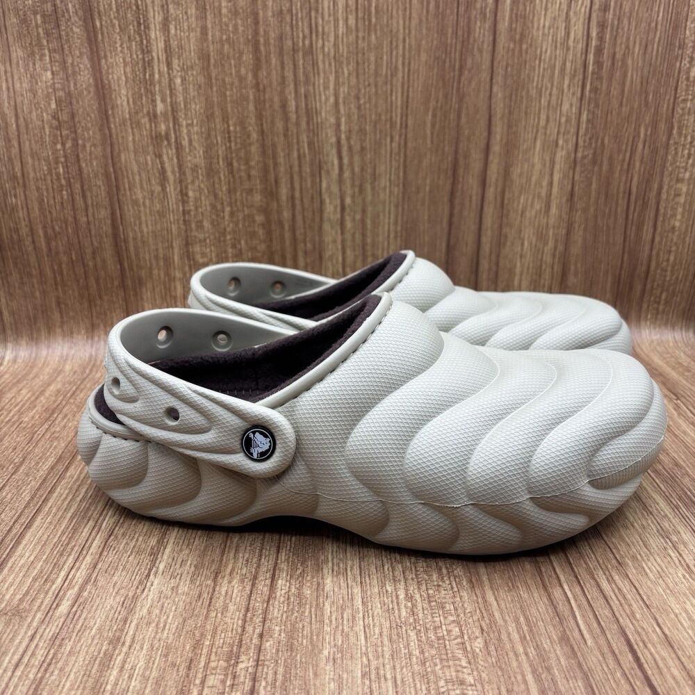 Crocs Classic Lined Overpuff Clog Moth‎ Light Khaki Beige M 9 W 11 Mint Cond